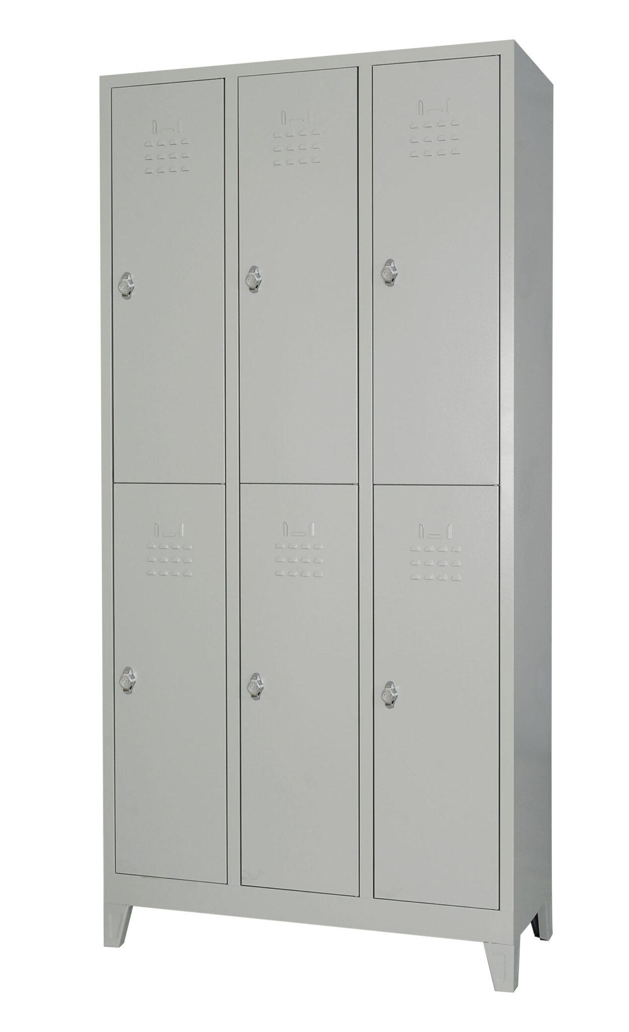 Üçlü metal dolap Z tipi soyunma dolabı RAL 9007